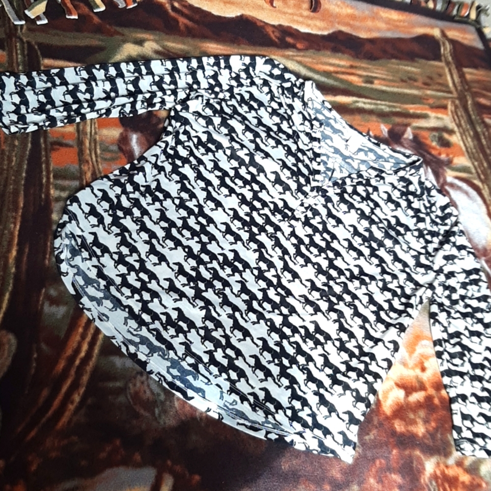 H&M 3/4 Sleeve Running Horses Blouse